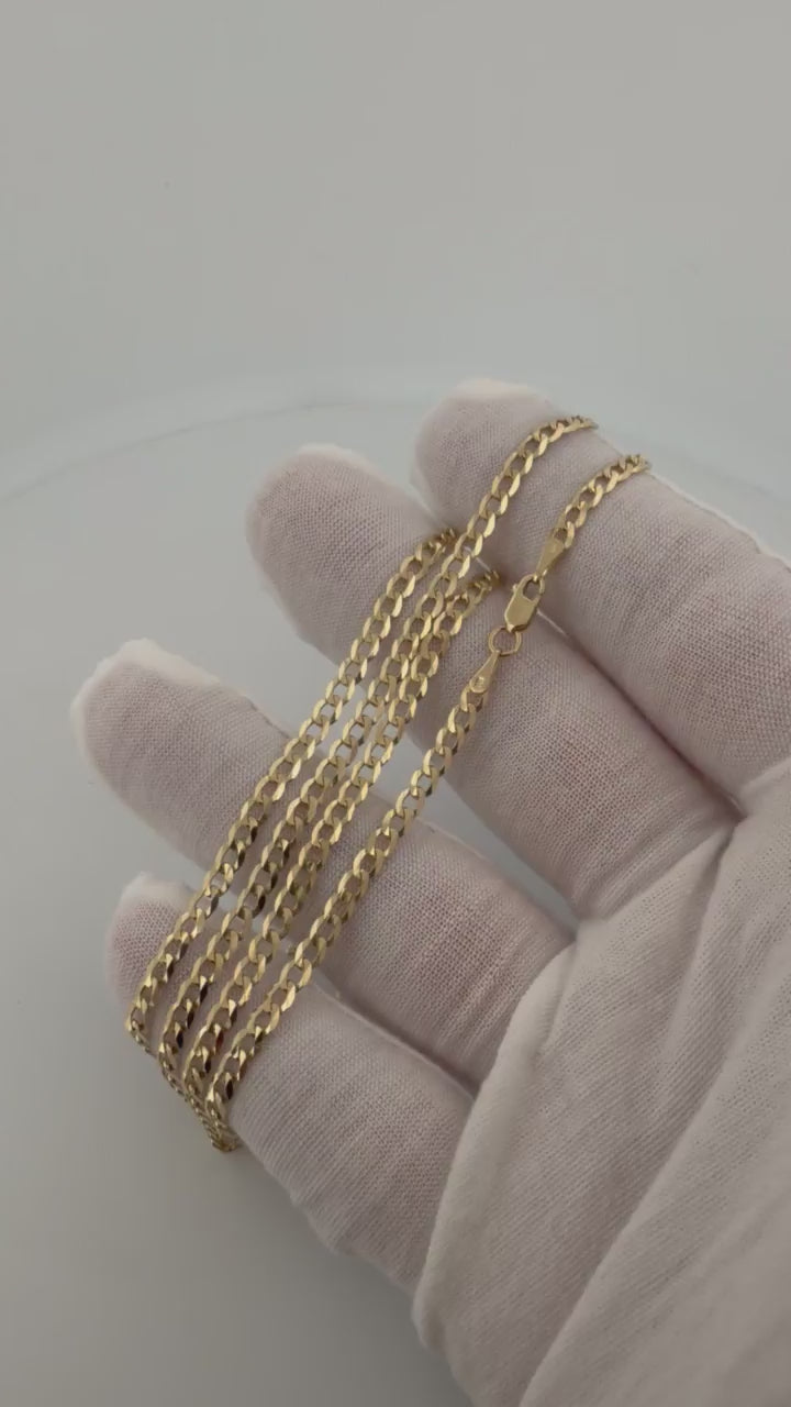 24" 14K Yellow Gold Curb Chain 3.5mm 8.4g