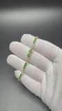7" Gold over Silver 3ctw Lab Diamond & Emerald Alternating Tennis Bracelet 3mm 7.0g