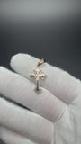 1.25" 10k Yellow Gold Gothic Cross 1/3ctw Natural Diamond Pendant 4.3mm Bail 1.6g