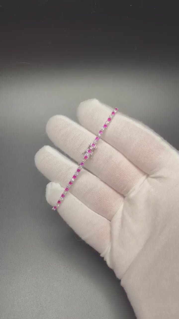 7" 2.2mm lab diamond and ruby alternating tennis bracelet, 1.50ctw, 925 silver, 5.0g – Ott Family Jewelry (video)