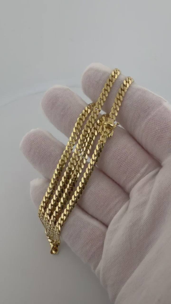 20" 14k Yellow Gold Cuban Link Chain 4mm 25.2g