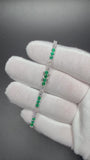 7" Silver 3ctw Lab Diamond & Emerald Alternating Tennis Bracelet 3mm 6.5g