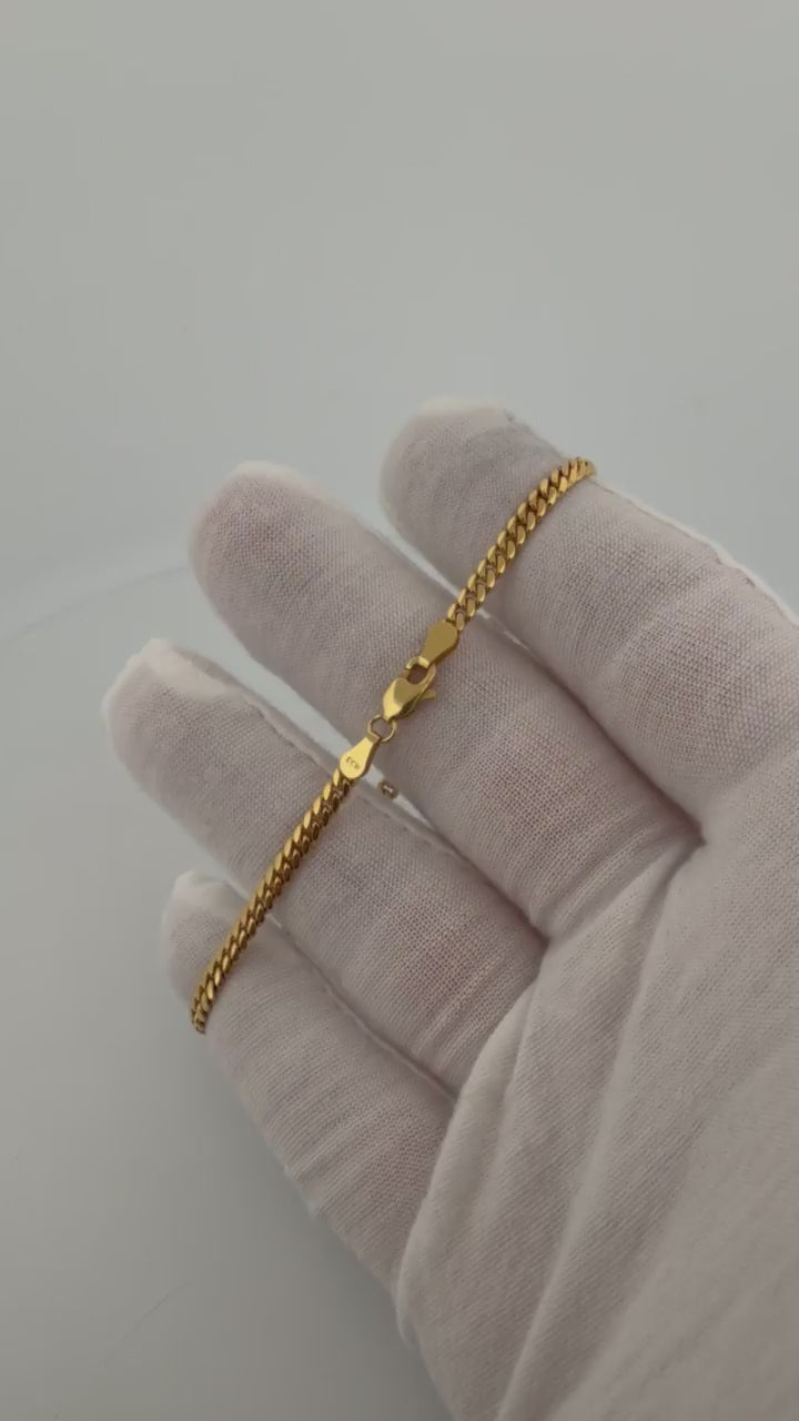 7.5" 14K Yellow Gold Cuban Link Bracelet 3mm 6.25g