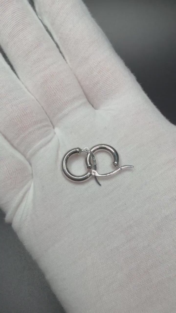 15mm x 3mm 14K White Gold Huggies 1.12g