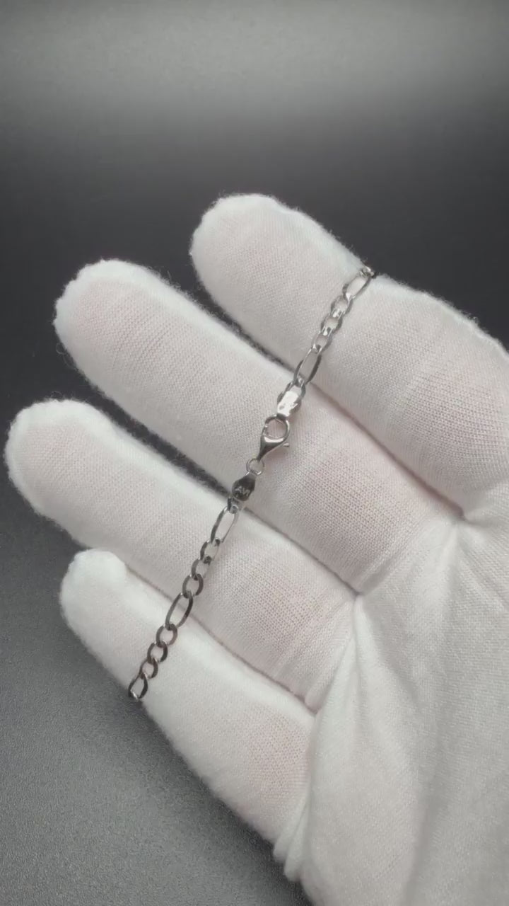 7.5" 14K White Gold Figaro 3mm 2.62g