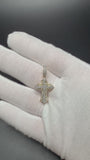1.25" 10k Yellow Gold Baguette & Pave Cross 3/4ctw Natural Diamond Pendant 7mm Bail 3.0g