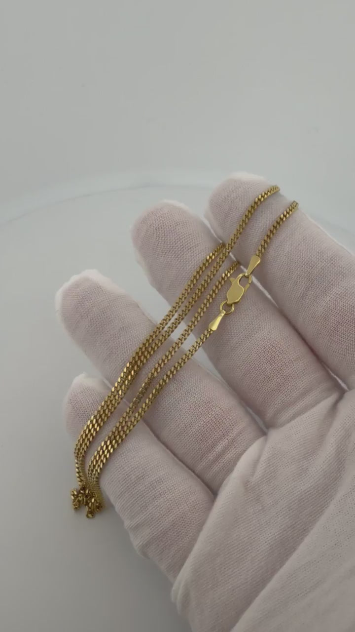 24" 14K Yellow Gold Cuban Link Chain 2mm 8.54g