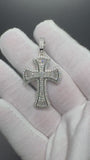 2" 2ctw Moissanite Silver Gothic Cross Pendant 6mm Bail 7.0g