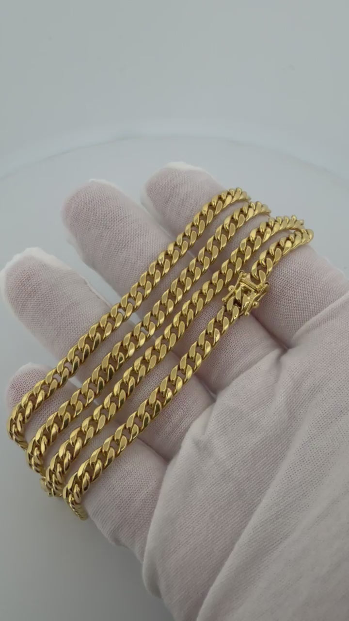 22" 14K Yellow Gold Cuban Link Chain 5mm 18.03g