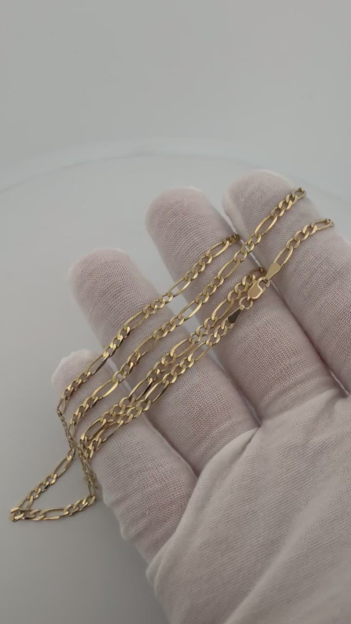 22" 14K Yellow Gold Figaro Chain 3mm 7.2g