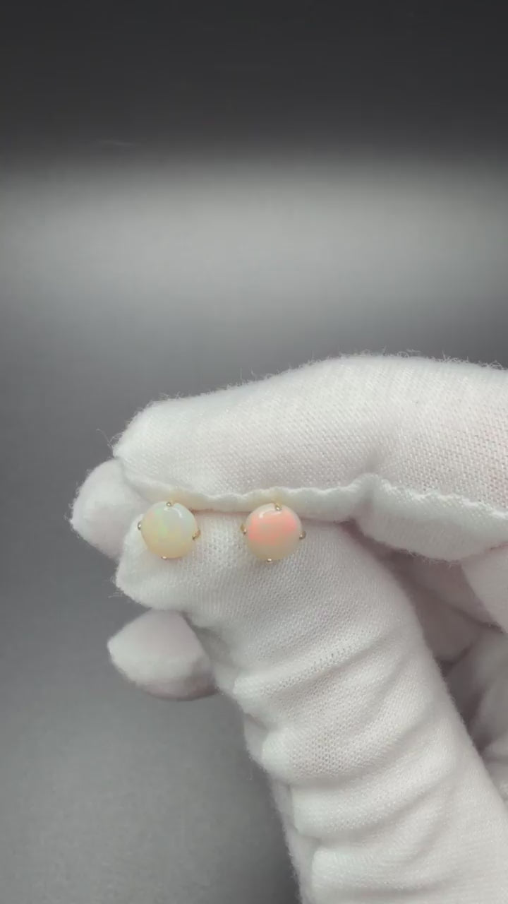 6mm natural opal stud earrings, 14K yellow gold, 0.5g – Ott Family Jewelry (7)