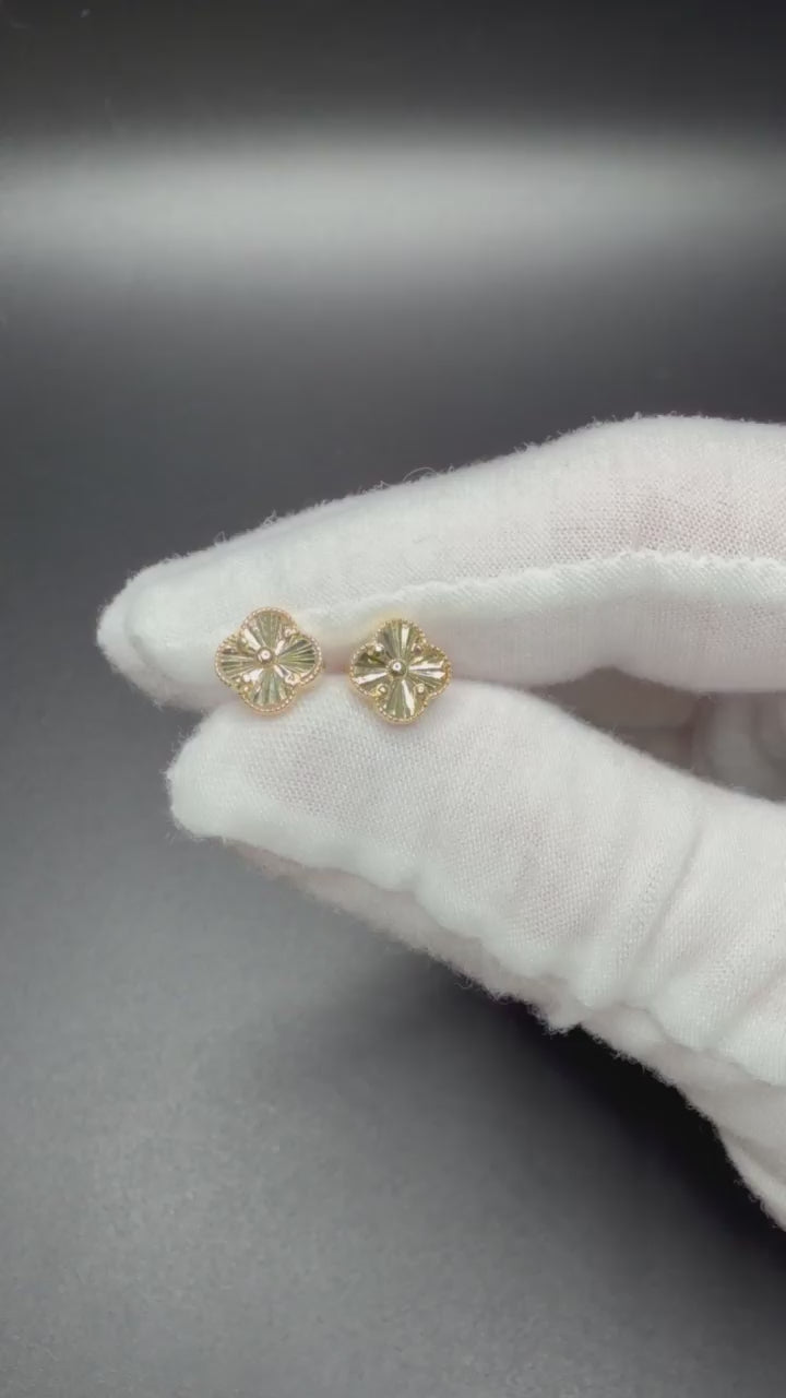 9mm 14K yellow gold clover stud earrings, 1.62g – Ott Family Jewelry (7)