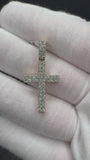1.5" 10k Yellow Gold 1ctw Natural Diamond Square Cross Large Stones 5mm Bail 3.2g