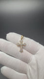 1.25" 10k Yellow Gold Fleur Cross 1/3ctw Natural Diamond Pendant 4.2mm Bail 1.5g