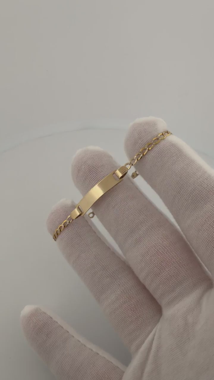 6" 14K Yellow Gold Diamond Cut Curb Baby ID Bracelet 3mm 2.73g