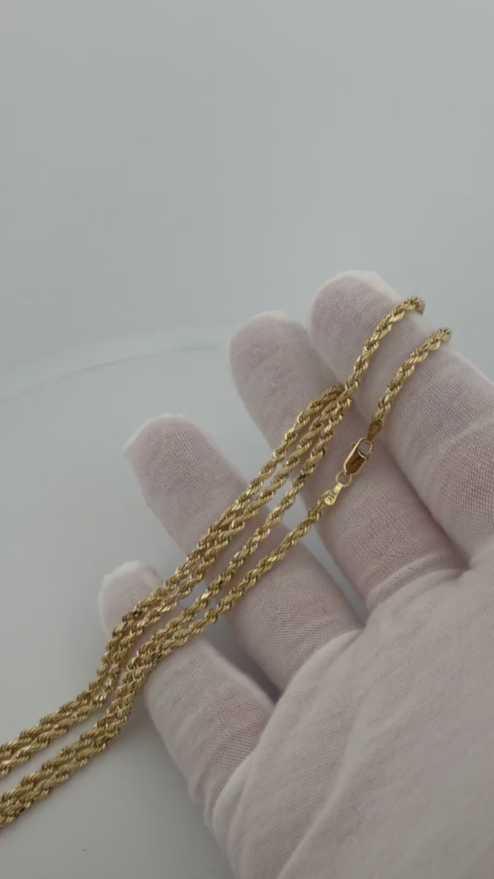 26" 14k Yellow Gold Rope Chain 3mm 7.6g