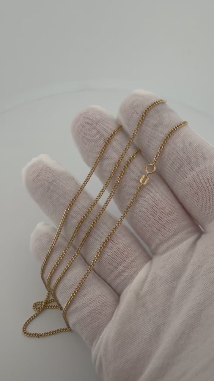 22" 14K Yellow Gold Cuban Link Chain 1.75mm 4.7g
