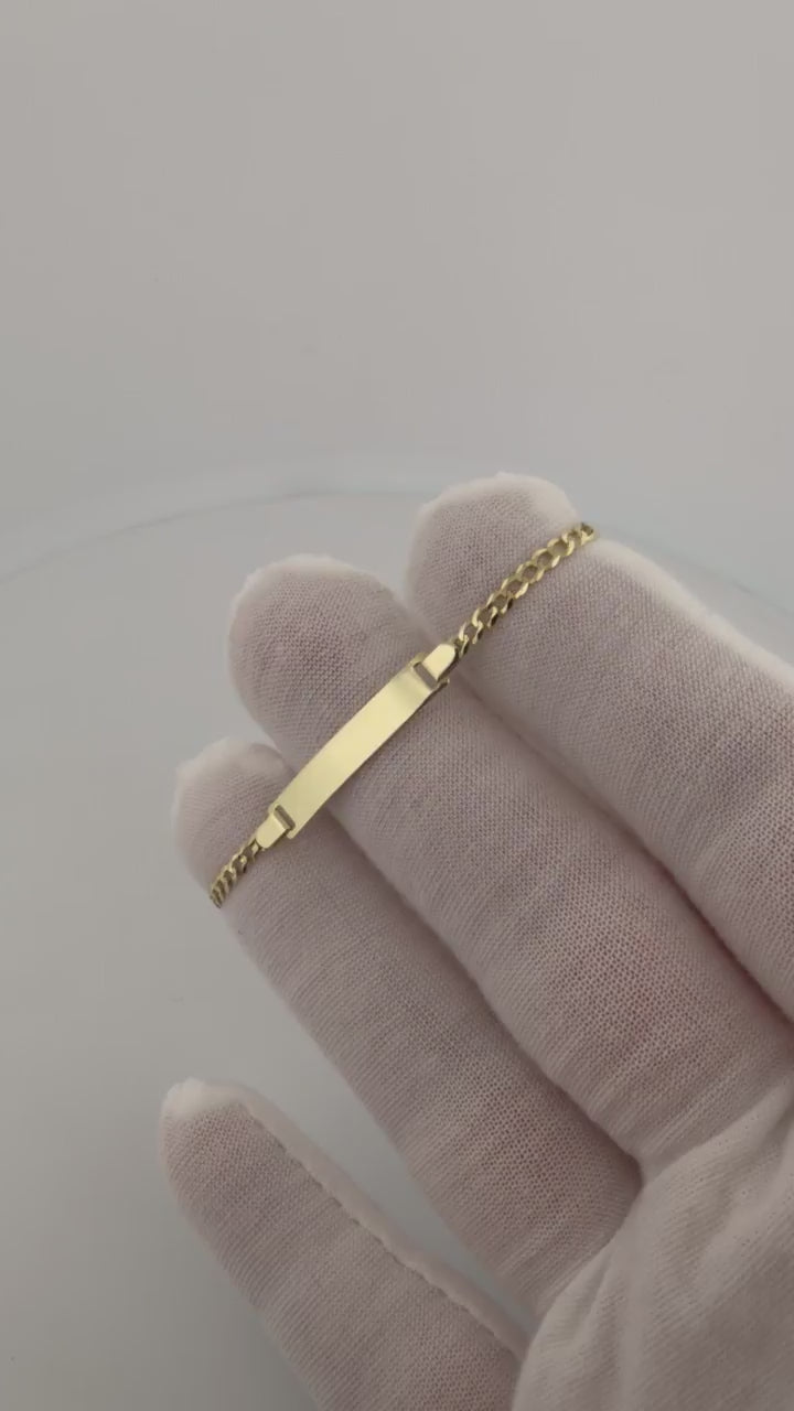 5.5" 14K Yellow Gold Curb Baby ID Bracelet 2.5mm 1.81g
