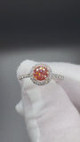 Size 7 14k White Gold .51ct Fancy Intense Pink VS1 Round Lab Diamond Center & .35ctw E VVS2 Lab Diamonds on Band EGL Certified 2.1g