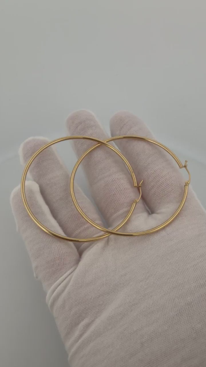 60mm 14K Yellow Gold Hoops 3.0g