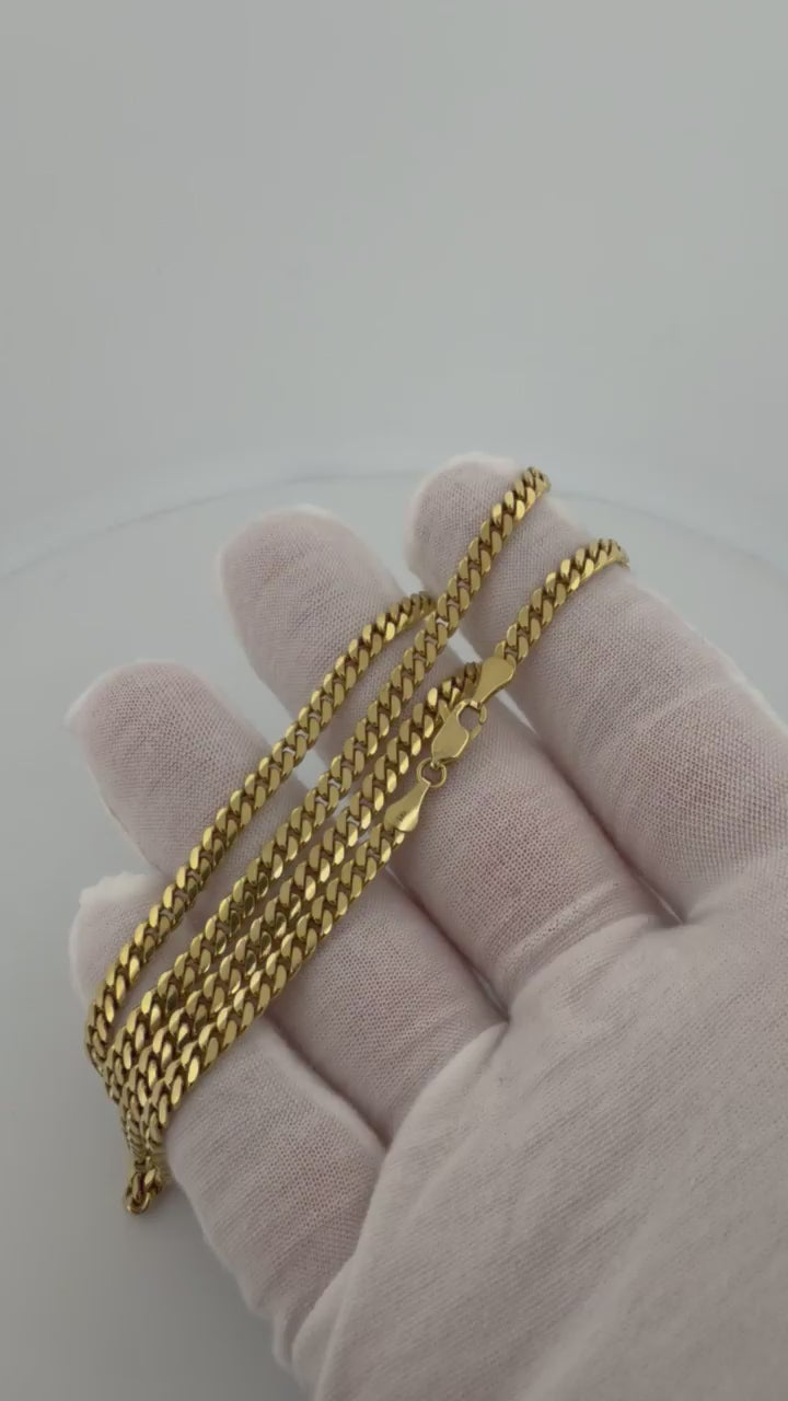 20" 14k Yellow Gold Cuban Link Chain 4mm 23.7g