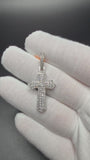 1.75" Silver 1ctw VS/VVS Lab Diamond Beveled Gothic Cross 7mm Bail 3.8g