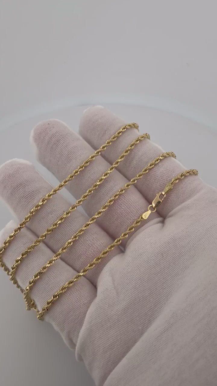 24" 2.5mm 10K yellow gold rope chain, 3.6g – Ott Family Jewelry – video