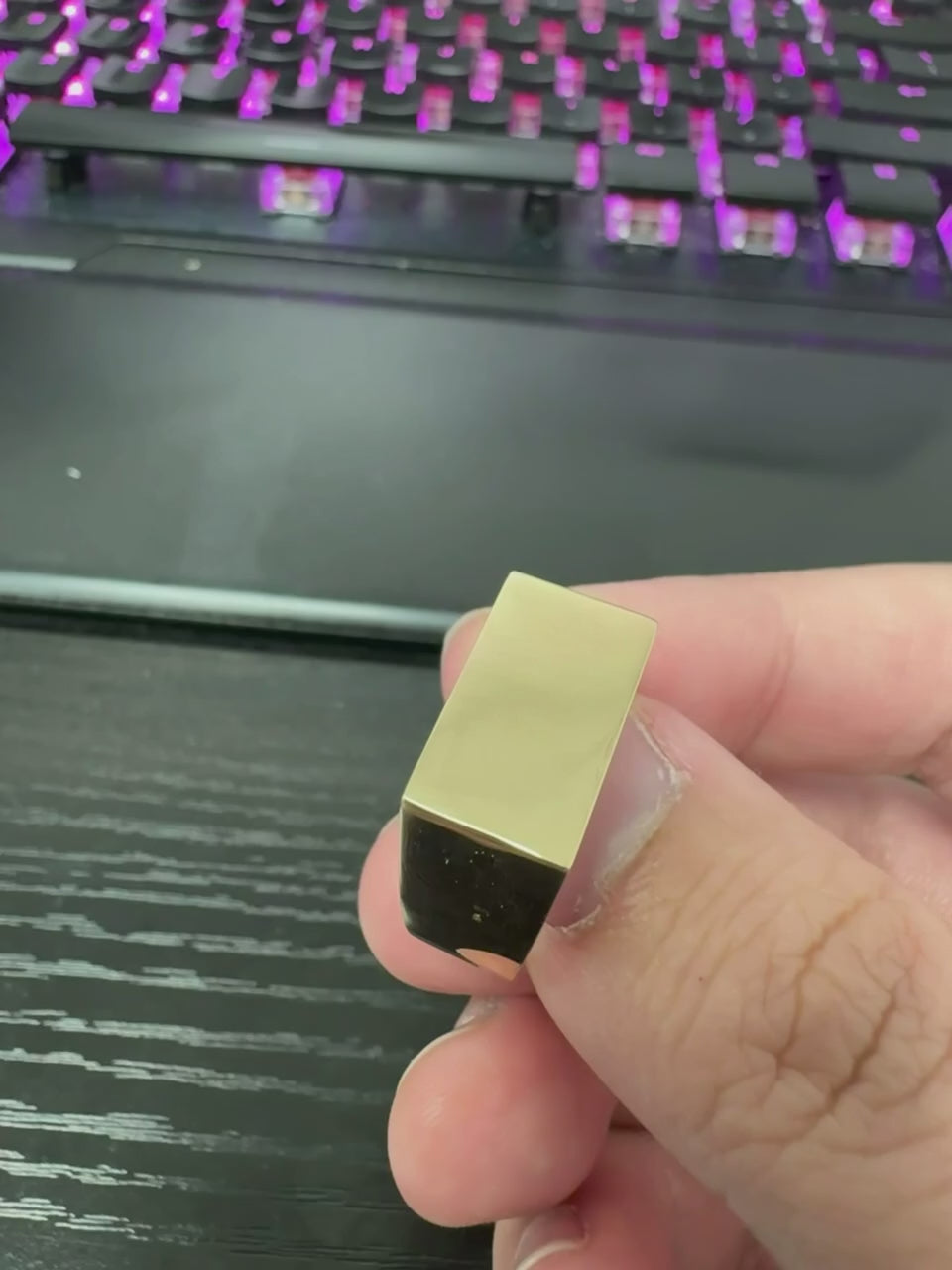 Christopher Hayes custom 14k YG square top signet ring