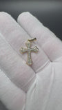 1.25" 10k Yellow Gold 1/3ctw Natural Diamond Gothic Cross 3.5mm Bail 1.5g
