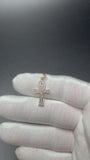 1" 10k Yellow Gold Ankh 1/5ctw Natural Diamond Pendant 3mm Bail 1.33g