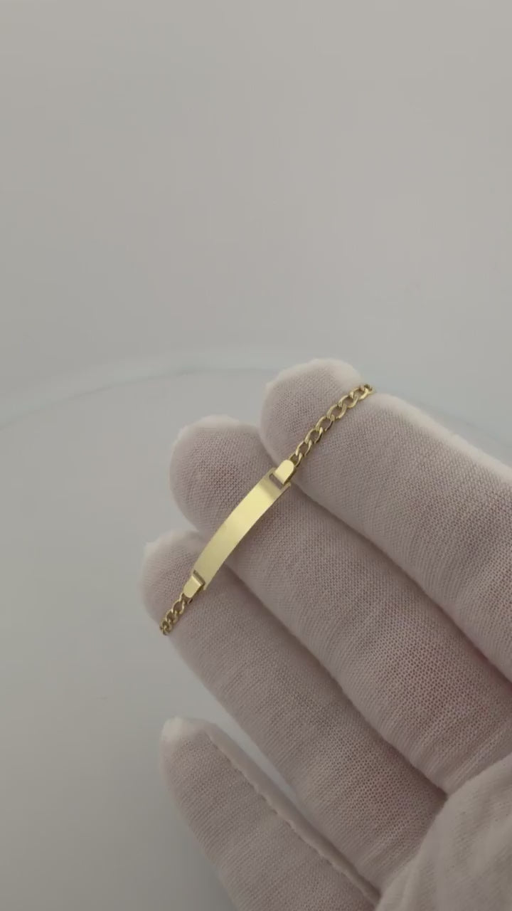 5.5" 14K Yellow Gold Curb Baby ID Bracelet 2.5mm 1.52g
