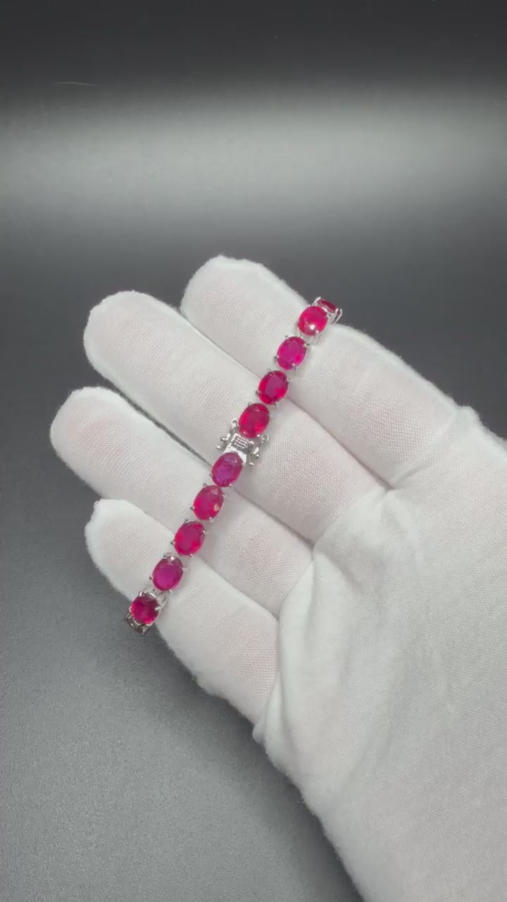 7.25" 6mm natural ruby tennis bracelet, 30ctw, 925 silver, 16.2g – Ott Family Jewelry (7)