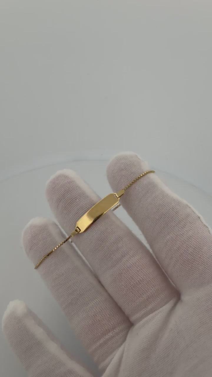 5.5-6.25" 14K Yellow Gold Box Link Baby ID Bracelet 5mm 2.0g