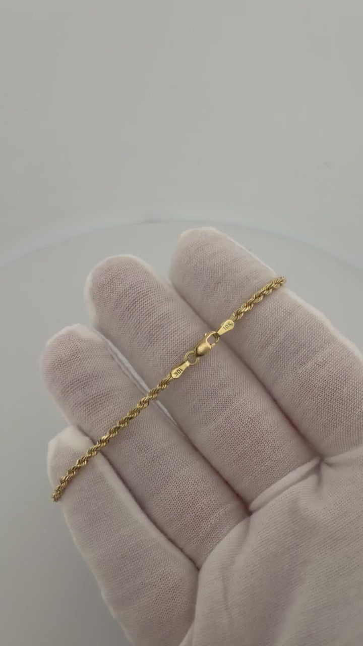 7" 2.5mm 10K yellow gold rope bracelet, 1.4g – Ott Family Jewelry – video