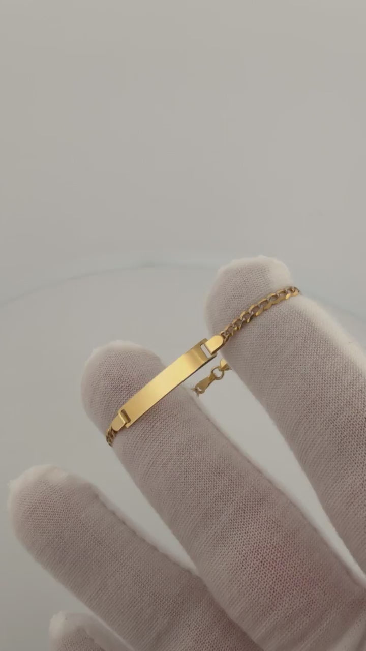 5" 14K Yellow Gold Diamond Cut Curb Baby ID Bracelet 2.5mm 1.83g