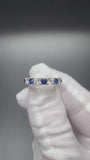 Size 7 14k White Gold 1.3ctw Lab Blue Sapphire & 1.12ctw Lab Diamond Alternating Band 3.2mm 3.7g