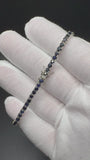 7.5” Silver 3mm Natural Sapphire Tennis Bracelet 12g