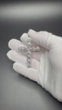 3" Silver 35ctw+ D VVS1 Moissanite 11 Stone Cross 8.4mm x 15mm Bail 16.4g