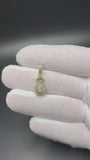 1” 10k Yellow Gold Iced Out Money Bag 1/4ctw Natural Diamond 5.4mm Bail 2.1g