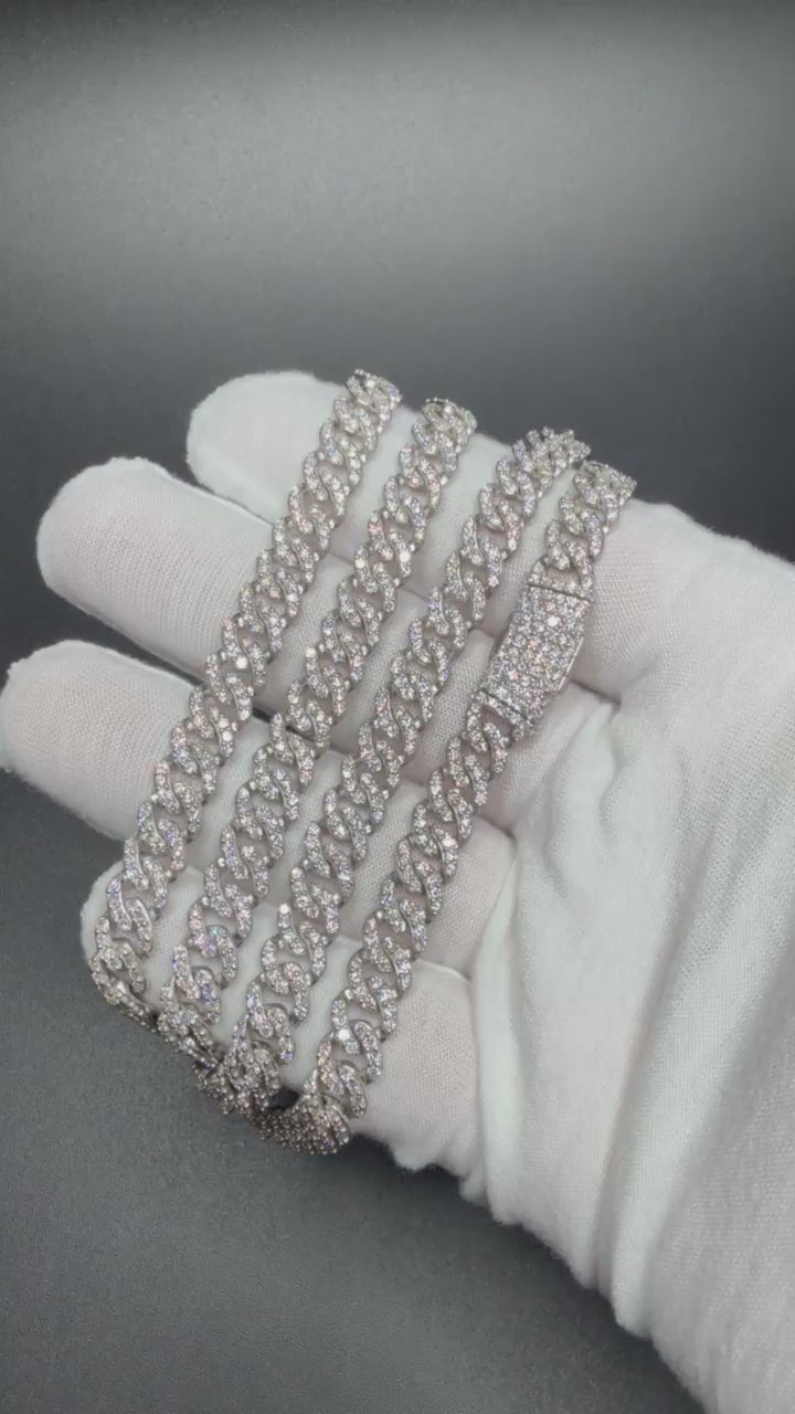 22" Silver 16.5ctw VS/VVS Lab Diamond Cuban Chain 8mm 48.5g