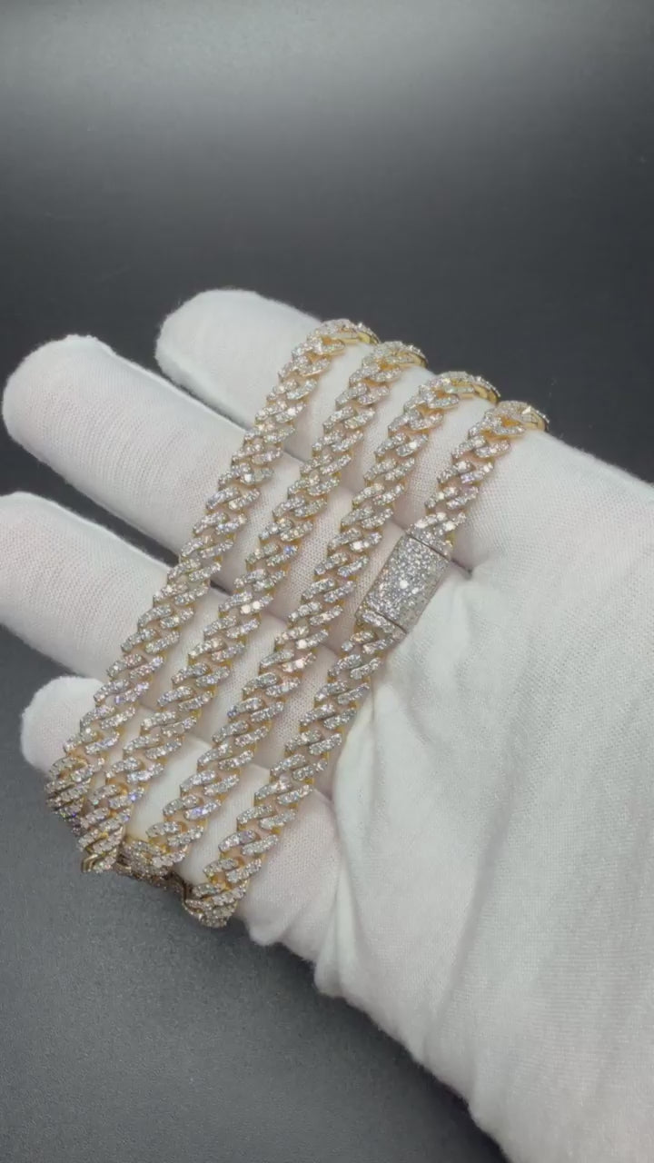 22" Gold over Silver 13ctw VS/VVS Lab Diamond Cuban Chain 6mm 42.5g