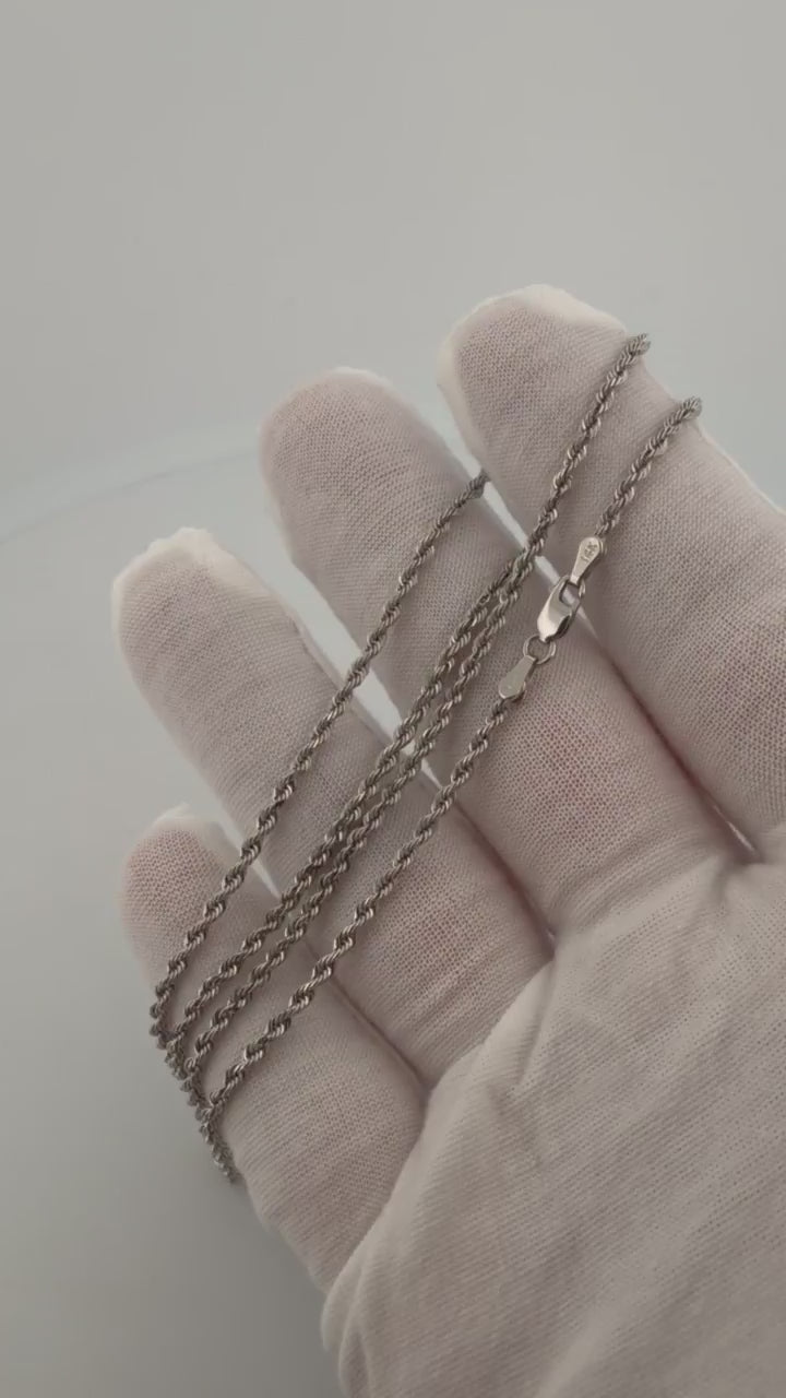 20" 14K White Gold Rope Chain 2.2mm 7.64g