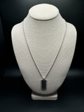 22" Silver Rounded Box Chain 2mm & 1" Black Dogtag with 1/4ctw VS/VVS Lab Diamonds 14.6g