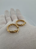 25mm 14k Yellow Gold Braided Hoops 4.6g