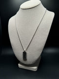22" Silver Rounded Box Chain 2mm & 1" Black Dogtag with 1/4ctw VS/VVS Lab Diamonds 14.6g