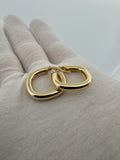22mm 14k Yellow Gold Oval Tube Hoops 2.73g