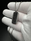 22" Silver Rounded Box Chain 2mm & 1" Black Dogtag with 1/4ctw VS/VVS Lab Diamonds 14.6g
