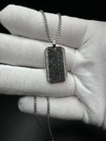 22" Silver Rounded Box Chain 2mm & 1" Black Dogtag with 1/4ctw VS/VVS Lab Diamonds 14.6g