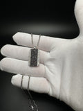 22" Silver Rounded Box Chain 2mm & 1" Black Dogtag with 1/4ctw VS/VVS Lab Diamonds 14.6g