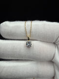 18" Gold over Silver Herme$ Chain & 6mm VS/VVS Lab Diamond Solitaire Pendant 2.0g